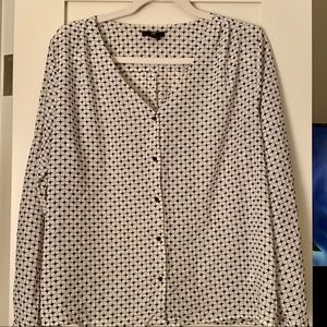 H and M Navy and White patterned blouse